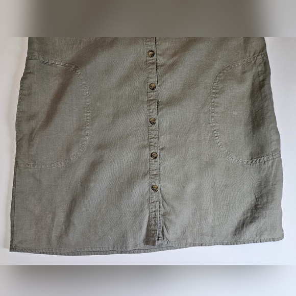 Adrienne Vittadini Linen Dress Womens Medium Olive Green Button Down‎ Mini - Picture 7 of 8